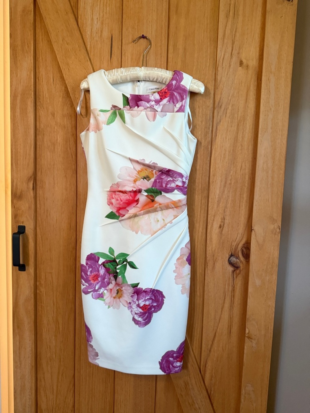 Calvin Klein White Dress with Pink & Purple Floral Print